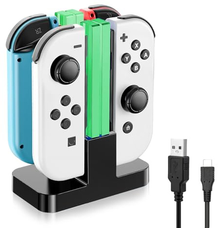 Momowin Chargeur Manette Switch, Chargeur Joystick pour Nintendo Pouvant Charger Jusqu'à 4 Mini Joysticks Switch en MêMe Temps