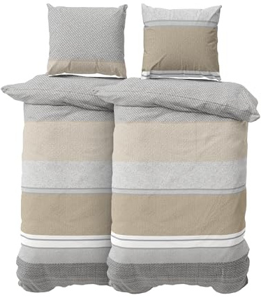 DILIOS Biancheria da letto di alta qualità, 135 x 200 cm, 4 pezzi, copripiumino da 135 x 200 cm, con 2 federe da 80 x 80 cm, 2 copripiumini in cotone traspirante con chiusura lampo, set di biancheria