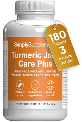 Turmeric Joint Care Plus | Supports Joint Health & Normal Inflammatory Response | Vitamins & Minerals | 180 Tablets = 3 Months of Supply | Vegetarian Friendly | Certified GMP & Made in The UK