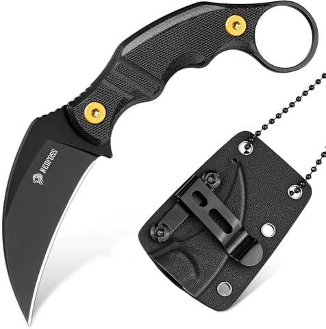 NedFoss Neck Knife VULTURE, 6CM 14C28N Stahl FULL TANG Outdoor Messer Survival mit G10 Griff & Kydexscheide, Mini Messer feststehend in Geschenk-Box für Sammlung, Camping