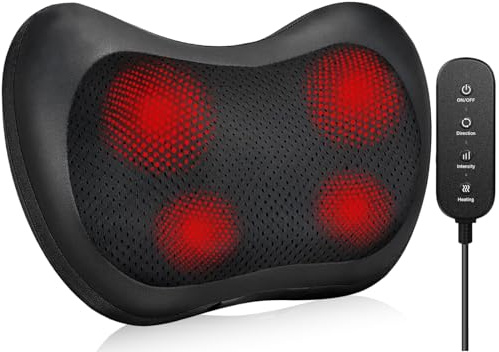 Back Neck Massager, Shiatsu Massage Pillow with Heat, Deep Tissue Kneading Massagers for Shoulder, Legs, Electric Back Massager for Home & Car - Remote Control