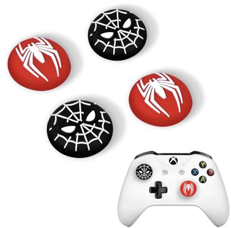 Crazy Diy - Agarres para joystick para PS5, PS4, Xbox 360, Xbox One, paquete de 4 fundas de silicona antideslizantes para joystick (negro y rojo)