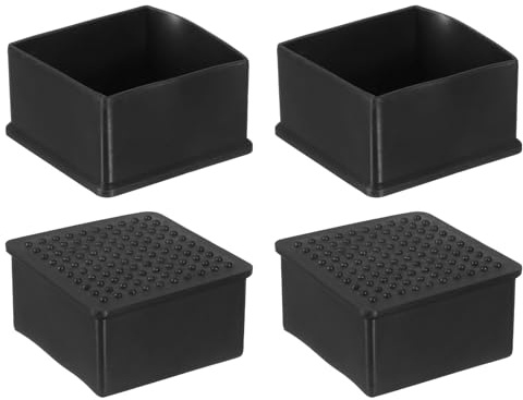 QUARKZMAN 4 Stück 60x60mm Rechteckige Stuhlbeinkappen, Möbelfuß-Endkappenabdeckungen Bodenschützer für Tisch, Stuhl, Maschinenfüße (Schwarz)