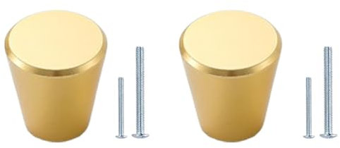 2 Packs Gold Cabinet Knobs Cylinder-Shaped Kitchen Cupboard Knob Alloy Cupboard Handles Knobs with Screws for Drawer Cupboard Wardrobe