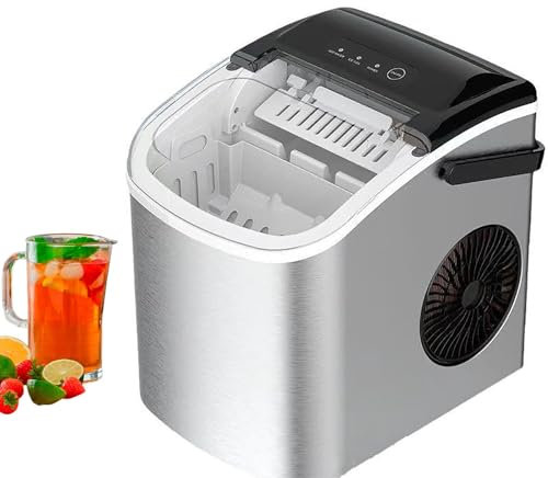 GTHTUHFD Machine À Glaçons Compacte, Machine À Glaçons Portable De Comptoir avec Poignée, Réservoir d'eau De 1,2 Litre, 9 Glaçons Distribués Simultanément Et Capacité De Stoc