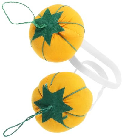 Angoily 2 Stück Handgelenkkissen Zum Nähen Nadelkissen Nähen Für Handarbeit Stift Handgelenk-nadelkissen Bobby Nadeln Kürbis-nadelkissen Elastisches Handgelenknadelkissen Orange Stoff