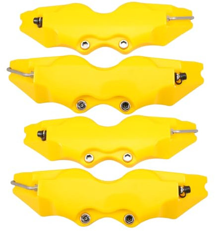 ZUNOXAZ 2sets Copri Pinze Freno Giallo Per Anteriore e Posteriore Auto Protezione Mozzi Facilità Di Installazione Senza Attrezzi Materiale Durevole