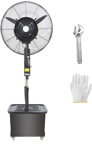 Ventilatore Industriale Spruzzino Nebulizzatore, Ventilatore per Nebulizzatore f'acqua 3 Velocità Selezionabili H 160-200Cm Sollevabile Ventilatori a Piantana con Serbatoio d'acqua e Ruote(380W/30in)