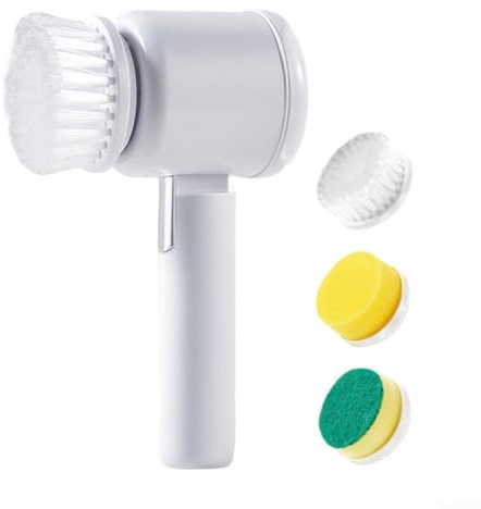 Cepillo de limpieza eléctrico, limpiador de ollas portátil impermeable de mano, limpiador de cocina recargable automático con cabezales de cepillo multifunción para platos, ollas, zapatos, herramienta