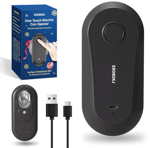 EROBSKJ Electric Can Opener, Rechargeable Can Openers for Seniors & Arthritis, One-Touch Automatic Can Opener, Hands-Free, Smooth Edge, Compact, Kitchen Gadgets