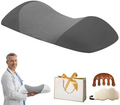 Snrtevu Rückenschmerz-Kissen, Lendenkissen Orthopädisches, Lendenwirbelkissen aus Memory Foam, Ergonomisches Rückenkissen & Lendenwirbelstütze für Bett, Sofa, Stuhl und Auto (Dunkelgrau)