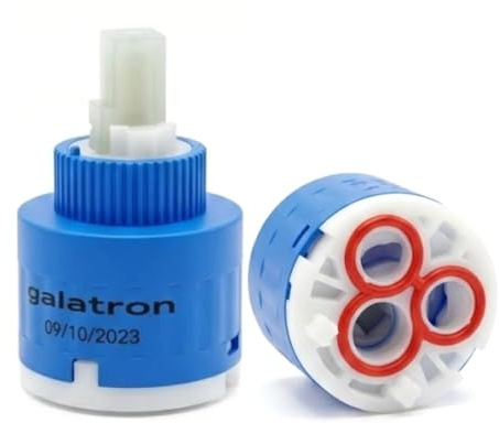 Schläfer 450035 - Cartuccia di Ricambio 35mm Bassa per Miscelatore Monocomando con 2 Piedini in Ceramica Modello Galatron M35 per Rubinetto Bagno e Cucina, Kit Riparazione Antigoccia