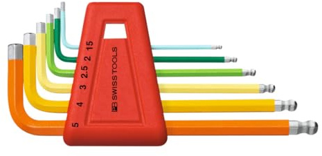 PB Swiss Tools Sechskant-Winkelschraubendreher-Satz, mit Kugelkopf, pulverbeschichtet, 6-teilig