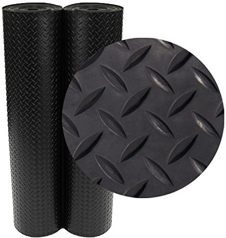 Rubber-Cal Unisex's Diamond-Plate Rubber Flooring, Black, 1/8-Inch x 4 x 2-Feet