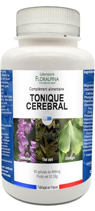 TONIQUE CEREBRAL - Votre complexe complet de vitamines, d'oligo-éléments et de plantes indispensable 60 gélules - Griffonia, Ginkgo, Thé vert
