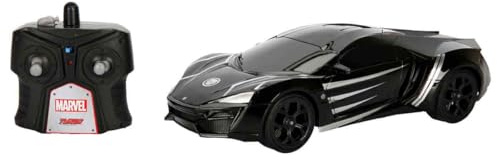 Jada Toys Marvel Black Panther RC Lykan Hypersport - Coche teledirigido con Mando a Distancia, hacia adelante y hacia atrás, Izquierda-Derecha, Escala 1:16, función de Carga USB, Color Negro
