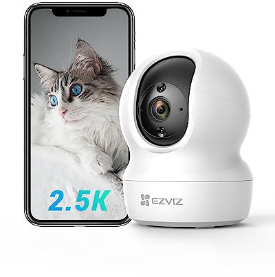 EZVIZ 4MP Indoor Camera No Monthly Fee, 512GB Supports, Spotlight Colour Night Vision, Dual Band Wifi, One-touch-calling Button, Two-way Audio, Sound/Human Detection, Works with Alexa (CP1 Pro 2K+)