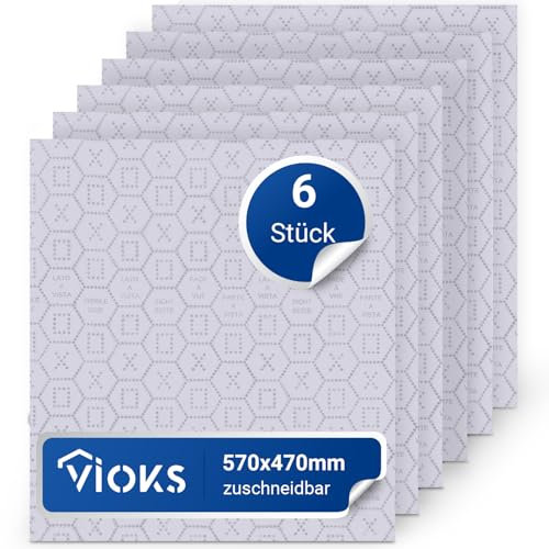 VIOKS 6x Fettfilter Dunstabzugshaube Universal 570x470mm mit Sättigungsanzeige - Filtermatte Dunstabzugshaube/Filter Dunstabzugshaube Zuschneidbar
