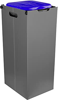 BigDean Müllsackhalter SichtFix 2.0 Blau mit Sichtschutz - 80L - Müllsackständer Bauset Mülleimer Müllbeutelständer Müllbeutelhalter Blauer Gelber Sack