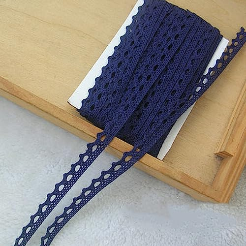 5 x 10 Yards mehrfarbiges Baumwoll-Spitzenband, DIY-Kleidung, Heimtextilien, Kantenverzierung, handgefertigtes Baumwollstoffmaterial, dunkelblau, 1,1,2 cm