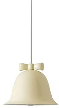 SANGPAO Lampade a sospensione sospese creative per la casa nordica per la camera da letto dei bambini Lampadario in vetro ceramico carino con campana Lampada a sospensione con fiocco bianco rosa per s