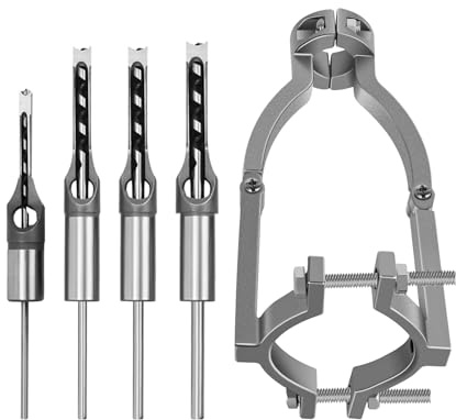Square Hole Drill Bit Sets with Adapter, Woodworking HSS Wood Mortising Chisel Countersink Bits Hole Saw Mortise Drill Bit Set, 6.4mm 8mm 9.5mm 10mm 11mm 12.7mm 14mm 16mm (4PCS)