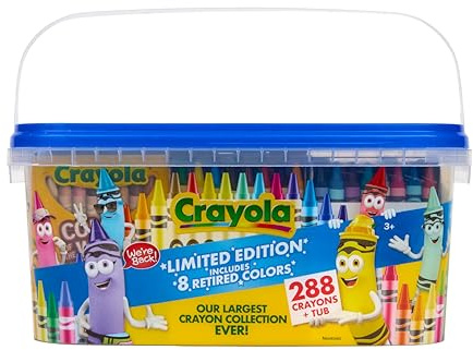 Crayola Crayon Tub – Limited Edition Colors (288ct), Bulk Coloring Crayons for Kids with Storage Tub, Classroom & Art Supplies for Teachers, Ages 3+