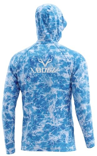 LOOGU Fishing Hoodie Shirt for Men Long Sleeve Sun Protection UPF 50+ Hooded Shirts with Pocket Thumbholes Fishing Hiking Quick Dry Lightweight