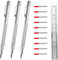 3 Stylos À Tracer En Carbure De Tungstène 55hrc Avec Pointe De Carbure Et 10 Pointes Métalliques Cylindriques De Rechange, Règle En Acier De 15 cm Et Queue Magnétique Pour Marquage Précis Sur Et Verre