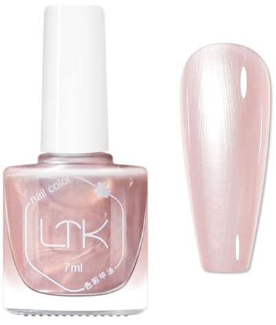 Pearl Nail Polish,Quick Dry Pink Nail Polish,Light Pink Shell Shimmer Nail Varnish,Pearlescent Mermaid Romantic Effect,Glitter Pearl High Shine Nail Art DIY Home