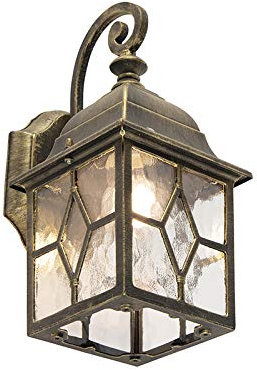Qazqa rústico Aplique romántico bronce IP23 - LONDON Aluminio/Vidrio Cubo/Cuadrada Adecuado para LED Max. 1 x 60 Watt