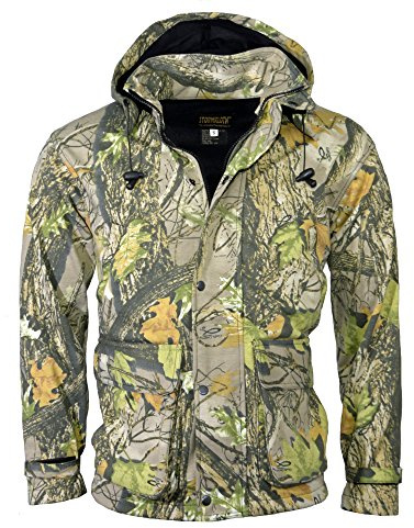 Stormkloth Delux jacka - tyst, andningsbar och duschbeständig fiske jakt skjuter förföljelse, Gods Country Camo - Tidig säsong, 5XL