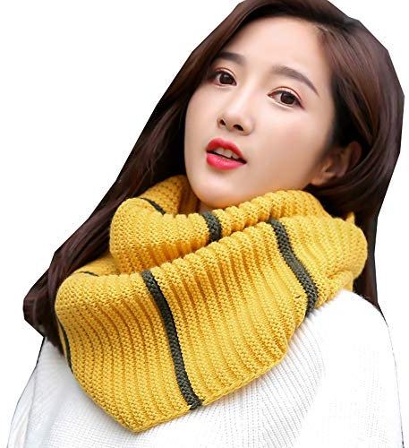 Cheerlife Damen Schal Winter Loop Schal Wolle Warm Schal Winterschal Strickschal Schlauchschal Rundschal Gelb
