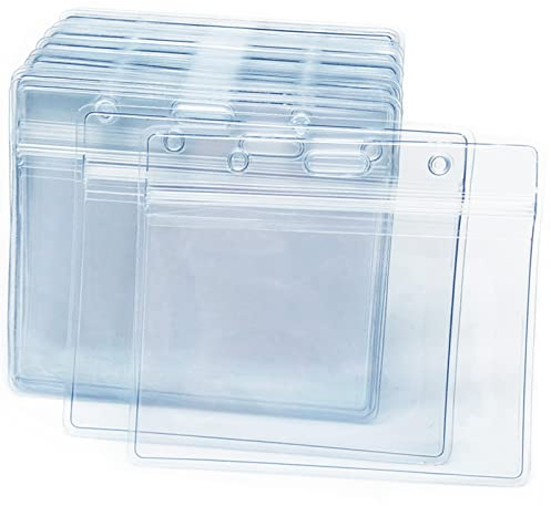 100 Pcs Clear Plastic Horizontal Name Badge ID Card Holders