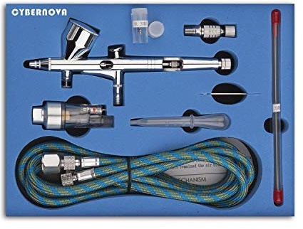 CYBERNOVA Professional Kit doppia azione trigger aria dipingere controllo Airbrush CON 0,2/0,3/0,5 millimetri ago della spazzola di aria pistola a spruzzo per il trucco Modello smalti Body Art