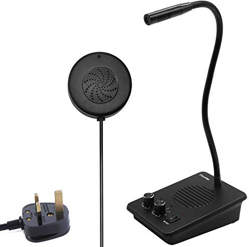 ChunHee WI05 Window Intercom System/Counter Intercom Anti-Interference Dual-Way Intercom Microphone and Speaker Bank Glass Intercom Suitable for Commerce, Bank, Office, Hospital,Black