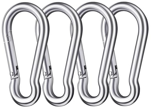 Taeku Karbinhake rostfritt stål karbinhake galvaniserad nyckelring krok krok kan belastas upp till 150 kg 80 mm x vattenfast 8 mm (4 stycken)