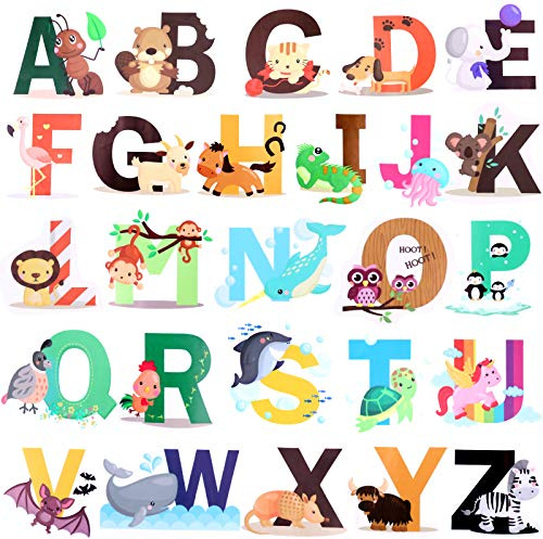 OOTSR 26 Alphabet Wandtattoo Kinderzimmer, Deco Wandaufkleber, Wand Deko Aufkleber für das Kinderzimmer, Schule, Kindergarten, zum Spielen, Basteln und Sammeln