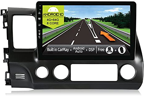 JOYX Android 12 Autoradium För Honda Civic (2006-2011) - [4G+64G] - Inbyggd DSP/Carplay/Android Auto - GRATIS LED MIC-kamera - 10.1 Tum - 2 Din - Stöd DAB 4G WLAN Bluetooth5.0 Ratt 360-kamera