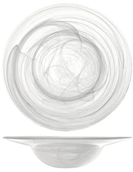 H&H 7627426 Plato pasta alabastro, vidrio, blanco, 26 cm, Glass