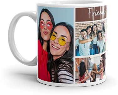 EKAM Personalised Mug for Friends, Best Friend Mug - Custom Mug Add Up to 6 Photos with Personalised Message, Friendship Gifts for Women, Birthday Gifts for Bestfriend, 11oz Cup