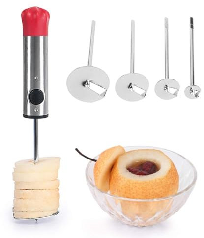 Cyrank Gemüseausstecher, Lurch Spiralschneider, Edelstahl-Gemüsebohrer Obstausstecher mit Gemüsebohrer in 4 Größen zum Entkernen und Aushöhlen von Zucchini, Gurken, Kartoffeln, Karotten