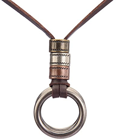 GelConnie Leather Necklace Men's Vintage Necklace Brown Necklaces Leather Pendants for Men Hippie Choker Boho Necklaces for Women Long Adjustable Leather Cord Cross