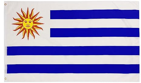 PHENO FLAGS Bandera de Uruguay - Bandera uruguaya 90 x 150 cm - Bandera nacional resistente a la intemperie para asta - 100% poliéster