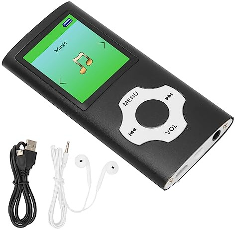 Septpenta Lecteur MP3, Lecteur de Musique MP3 avec Mémoire de 32 Go, Carte SD, Écran LCD Numérique Classique de 1, 8 Pouces, Lecteur de Musique MP3 pour Enfants avec Haut Parleur(Noir)