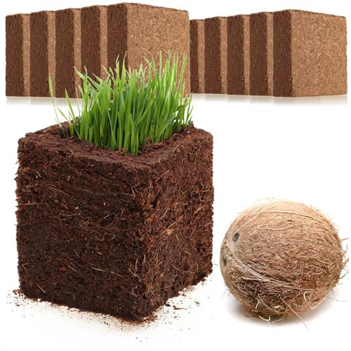 COM-FOUR® 10x terreno per coltivazione di cocco - fette di cocco rigonfianti biodegradabili - bricchette gonfiabili senza torba realizzate con fibra di cocco pressata - produce 10 litri di terriccio