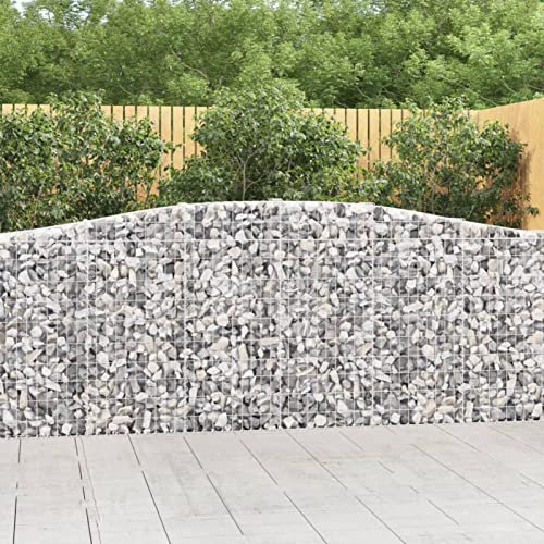 Gecheer Paniers à gabions arqués 6 pièce 400x30x100/120 cm Fer galvanisé, Mur à Gabion Clôture en Maille pour Jardin, Terrasse, Extérieur Décorative Type A