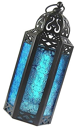 Zerodeko Sturmlaterne Kerze Aus Schmiedeeisen Dekorative Kerzenhalter Laterne Kerzenlaterne Für Desktop-Ornament Blau