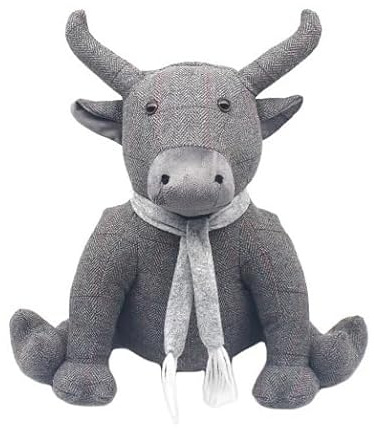 Lesser & Pavey Türstopper im britischen Design, geeignet für alle Türarten, einschließlich Innen- und Außenbereich, Türstopper für alle modernen Häuser und Büros, Stier mit Schal