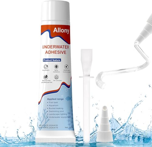 Allony Silicone per Acquario, Silicone Trasparente, Silicone Sigillante Sigillante Perdite Acqua per Piscine, Cucine, Bagni, Serbatoi D'acqua Colla per Vetro può Essere Incollato Sott'acqua -120ml
